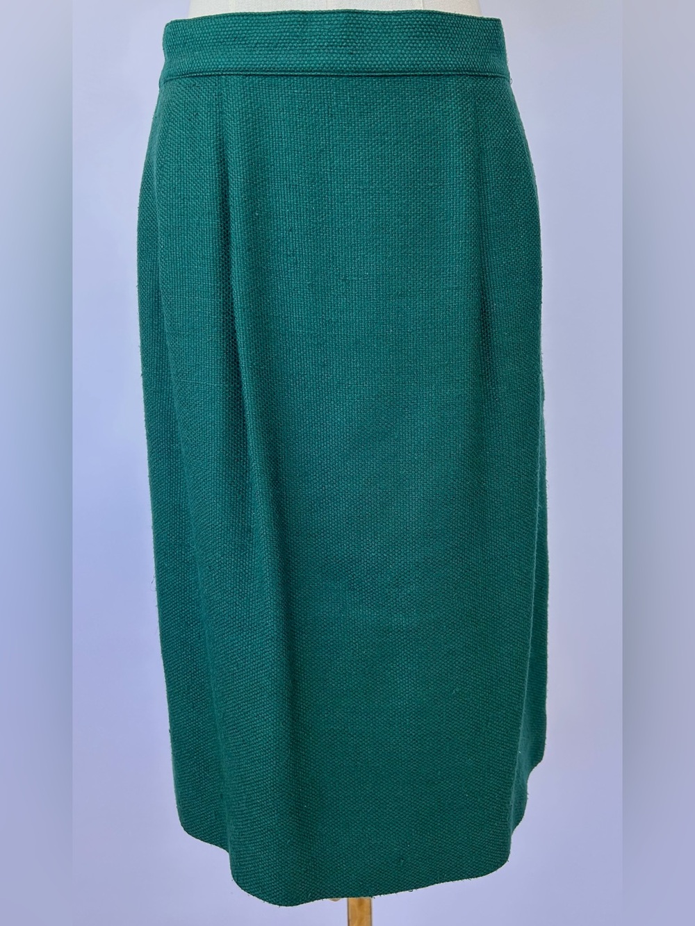Doncaster Silk Women’s Vintage Silk Pencil Skirt Textured Weave Green Size 8